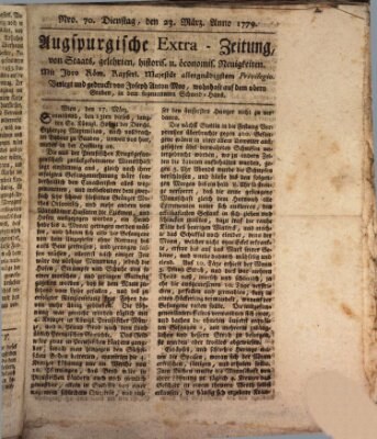 Augsburgische Ordinari Postzeitung von Staats-, gelehrten, historisch- u. ökonomischen Neuigkeiten (Augsburger Postzeitung) Dienstag 23. März 1779