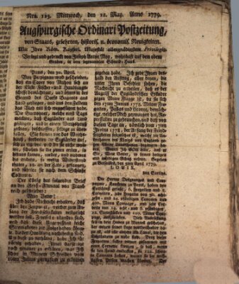 Augsburgische Ordinari Postzeitung von Staats-, gelehrten, historisch- u. ökonomischen Neuigkeiten (Augsburger Postzeitung) Mittwoch 12. Mai 1779