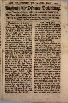 Augsburgische Ordinari Postzeitung von Staats-, gelehrten, historisch- u. ökonomischen Neuigkeiten (Augsburger Postzeitung) Mittwoch 14. Juli 1779