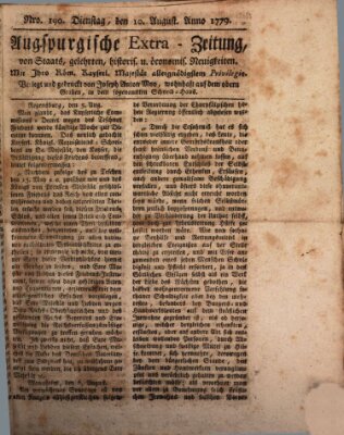 Augsburgische Ordinari Postzeitung von Staats-, gelehrten, historisch- u. ökonomischen Neuigkeiten (Augsburger Postzeitung) Dienstag 10. August 1779