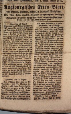 Augsburgische Ordinari Postzeitung von Staats-, gelehrten, historisch- u. ökonomischen Neuigkeiten (Augsburger Postzeitung) Donnerstag 2. September 1779