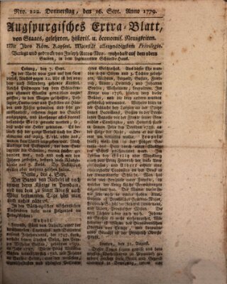 Augsburgische Ordinari Postzeitung von Staats-, gelehrten, historisch- u. ökonomischen Neuigkeiten (Augsburger Postzeitung) Donnerstag 16. September 1779