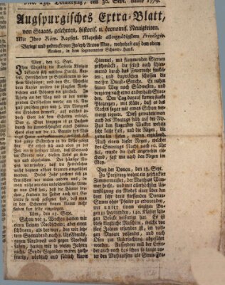 Augsburgische Ordinari Postzeitung von Staats-, gelehrten, historisch- u. ökonomischen Neuigkeiten (Augsburger Postzeitung) Donnerstag 30. September 1779