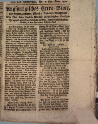 Augsburgische Ordinari Postzeitung von Staats-, gelehrten, historisch- u. ökonomischen Neuigkeiten (Augsburger Postzeitung) Donnerstag 7. Oktober 1779