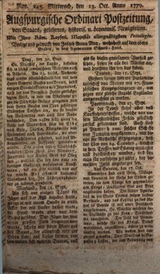 Augsburgische Ordinari Postzeitung von Staats-, gelehrten, historisch- u. ökonomischen Neuigkeiten (Augsburger Postzeitung) Mittwoch 13. Oktober 1779