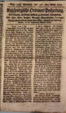 Augsburgische Ordinari Postzeitung von Staats-, gelehrten, historisch- u. ökonomischen Neuigkeiten (Augsburger Postzeitung) Samstag 16. Oktober 1779