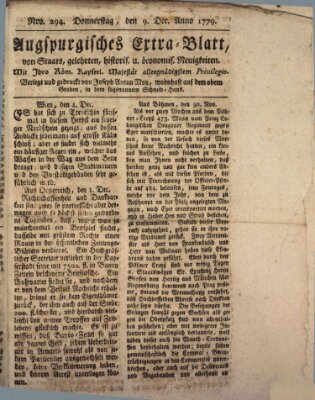 Augsburgische Ordinari Postzeitung von Staats-, gelehrten, historisch- u. ökonomischen Neuigkeiten (Augsburger Postzeitung) Donnerstag 9. Dezember 1779