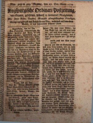 Augsburgische Ordinari Postzeitung von Staats-, gelehrten, historisch- u. ökonomischen Neuigkeiten (Augsburger Postzeitung) Montag 27. Dezember 1779