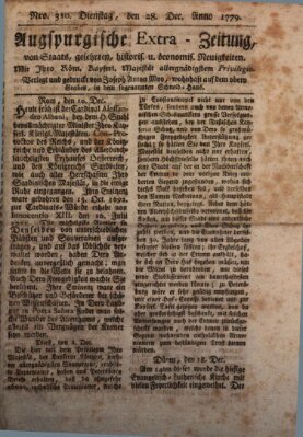 Augsburgische Ordinari Postzeitung von Staats-, gelehrten, historisch- u. ökonomischen Neuigkeiten (Augsburger Postzeitung) Dienstag 28. Dezember 1779