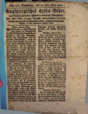 Augsburgische Ordinari Postzeitung von Staats-, gelehrten, historisch- u. ökonomischen Neuigkeiten (Augsburger Postzeitung) Donnerstag 30. Dezember 1779