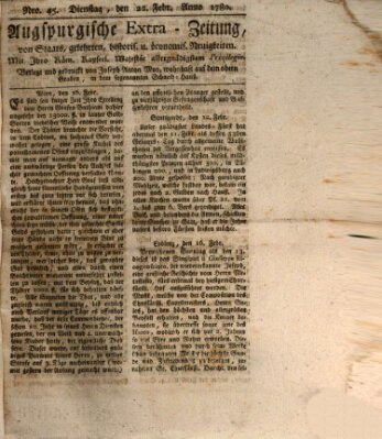 Augsburgische Ordinari Postzeitung von Staats-, gelehrten, historisch- u. ökonomischen Neuigkeiten (Augsburger Postzeitung) Dienstag 22. Februar 1780