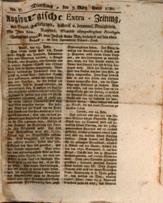 Augsburgische Ordinari Postzeitung von Staats-, gelehrten, historisch- u. ökonomischen Neuigkeiten (Augsburger Postzeitung) Dienstag 7. März 1780