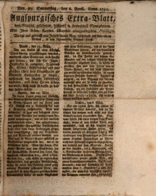 Augsburgische Ordinari Postzeitung von Staats-, gelehrten, historisch- u. ökonomischen Neuigkeiten (Augsburger Postzeitung) Donnerstag 6. April 1780