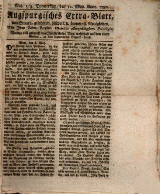 Augsburgische Ordinari Postzeitung von Staats-, gelehrten, historisch- u. ökonomischen Neuigkeiten (Augsburger Postzeitung) Donnerstag 11. Mai 1780