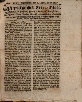 Augsburgische Ordinari Postzeitung von Staats-, gelehrten, historisch- u. ökonomischen Neuigkeiten (Augsburger Postzeitung) Donnerstag 1. Juni 1780