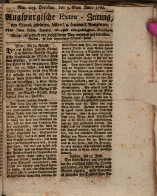 Augsburgische Ordinari Postzeitung von Staats-, gelehrten, historisch- u. ökonomischen Neuigkeiten (Augsburger Postzeitung) Dienstag 5. September 1780