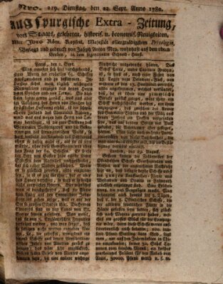 Augsburgische Ordinari Postzeitung von Staats-, gelehrten, historisch- u. ökonomischen Neuigkeiten (Augsburger Postzeitung) Dienstag 12. September 1780