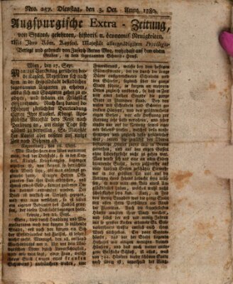 Augsburgische Ordinari Postzeitung von Staats-, gelehrten, historisch- u. ökonomischen Neuigkeiten (Augsburger Postzeitung) Dienstag 3. Oktober 1780