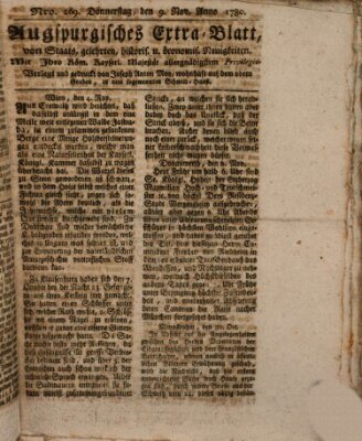 Augsburgische Ordinari Postzeitung von Staats-, gelehrten, historisch- u. ökonomischen Neuigkeiten (Augsburger Postzeitung) Donnerstag 9. November 1780