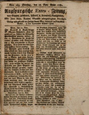 Augsburgische Ordinari Postzeitung von Staats-, gelehrten, historisch- u. ökonomischen Neuigkeiten (Augsburger Postzeitung) Dienstag 28. November 1780