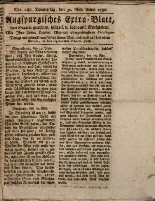 Augsburgische Ordinari Postzeitung von Staats-, gelehrten, historisch- u. ökonomischen Neuigkeiten (Augsburger Postzeitung) Donnerstag 30. November 1780