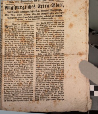 Augsburgische Ordinari Postzeitung von Staats-, gelehrten, historisch- u. ökonomischen Neuigkeiten (Augsburger Postzeitung) Donnerstag 21. Dezember 1780