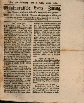 Augsburgische Ordinari Postzeitung von Staats-, gelehrten, historisch- u. ökonomischen Neuigkeiten (Augsburger Postzeitung) Dienstag 6. Februar 1781