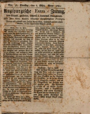 Augsburgische Ordinari Postzeitung von Staats-, gelehrten, historisch- u. ökonomischen Neuigkeiten (Augsburger Postzeitung) Dienstag 6. März 1781