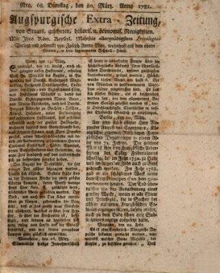 Augsburgische Ordinari Postzeitung von Staats-, gelehrten, historisch- u. ökonomischen Neuigkeiten (Augsburger Postzeitung) Dienstag 20. März 1781