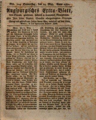 Augsburgische Ordinari Postzeitung von Staats-, gelehrten, historisch- u. ökonomischen Neuigkeiten (Augsburger Postzeitung) Donnerstag 24. Mai 1781