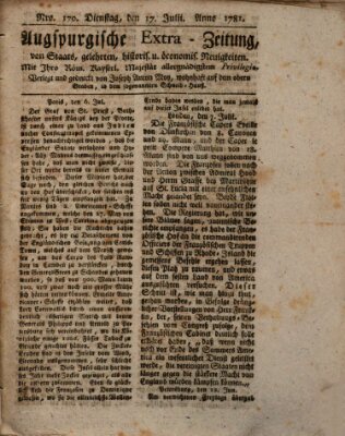 Augsburgische Ordinari Postzeitung von Staats-, gelehrten, historisch- u. ökonomischen Neuigkeiten (Augsburger Postzeitung) Dienstag 17. Juli 1781