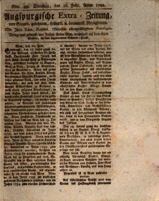 Augsburgische Ordinari Postzeitung von Staats-, gelehrten, historisch- u. ökonomischen Neuigkeiten (Augsburger Postzeitung) Dienstag 26. Februar 1782