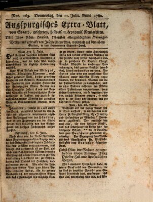 Augsburgische Ordinari Postzeitung von Staats-, gelehrten, historisch- u. ökonomischen Neuigkeiten (Augsburger Postzeitung) Donnerstag 11. Juli 1782