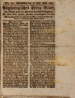 Augsburgische Ordinari Postzeitung von Staats-, gelehrten, historisch- u. ökonomischen Neuigkeiten (Augsburger Postzeitung) Donnerstag 28. November 1782