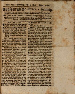 Augsburgische Ordinari Postzeitung von Staats-, gelehrten, historisch- u. ökonomischen Neuigkeiten (Augsburger Postzeitung) Dienstag 3. Dezember 1782