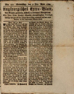 Augsburgische Ordinari Postzeitung von Staats-, gelehrten, historisch- u. ökonomischen Neuigkeiten (Augsburger Postzeitung) Donnerstag 5. Dezember 1782