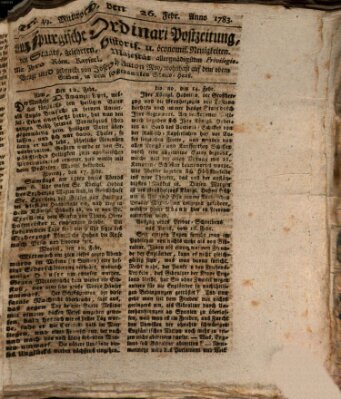 Augsburgische Ordinari Postzeitung von Staats-, gelehrten, historisch- u. ökonomischen Neuigkeiten (Augsburger Postzeitung) Mittwoch 26. Februar 1783