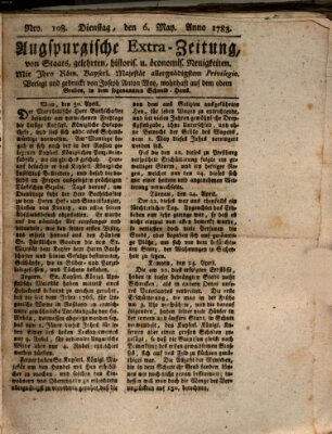 Augsburgische Ordinari Postzeitung von Staats-, gelehrten, historisch- u. ökonomischen Neuigkeiten (Augsburger Postzeitung) Dienstag 6. Mai 1783