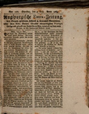 Augsburgische Ordinari Postzeitung von Staats-, gelehrten, historisch- u. ökonomischen Neuigkeiten (Augsburger Postzeitung) Dienstag 5. August 1783