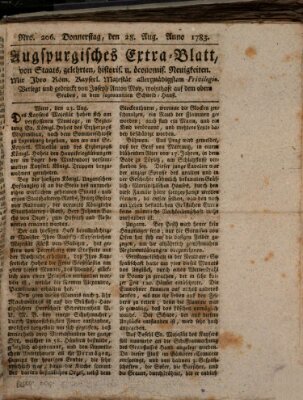 Augsburgische Ordinari Postzeitung von Staats-, gelehrten, historisch- u. ökonomischen Neuigkeiten (Augsburger Postzeitung) Thursday 28. August 1783