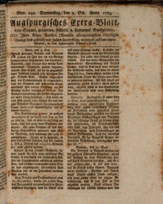 Augsburgische Ordinari Postzeitung von Staats-, gelehrten, historisch- u. ökonomischen Neuigkeiten (Augsburger Postzeitung) Donnerstag 9. Oktober 1783