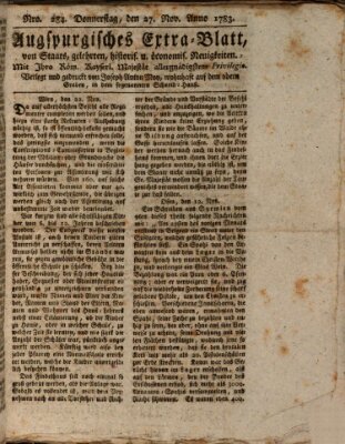 Augsburgische Ordinari Postzeitung von Staats-, gelehrten, historisch- u. ökonomischen Neuigkeiten (Augsburger Postzeitung) Donnerstag 27. November 1783