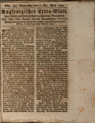 Augsburgische Ordinari Postzeitung von Staats-, gelehrten, historisch- u. ökonomischen Neuigkeiten (Augsburger Postzeitung) Donnerstag 11. Dezember 1783