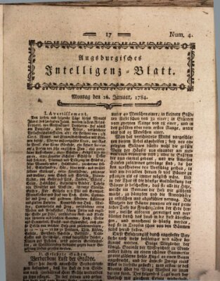 Augsburgische Ordinari Postzeitung von Staats-, gelehrten, historisch- u. ökonomischen Neuigkeiten (Augsburger Postzeitung) Montag 26. Januar 1784