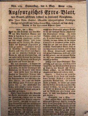 Augsburgische Ordinari Postzeitung von Staats-, gelehrten, historisch- u. ökonomischen Neuigkeiten (Augsburger Postzeitung) Donnerstag 6. Mai 1784