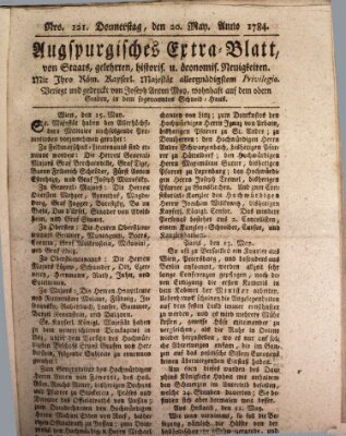 Augsburgische Ordinari Postzeitung von Staats-, gelehrten, historisch- u. ökonomischen Neuigkeiten (Augsburger Postzeitung) Donnerstag 20. Mai 1784