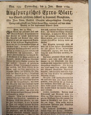 Augsburgische Ordinari Postzeitung von Staats-, gelehrten, historisch- u. ökonomischen Neuigkeiten (Augsburger Postzeitung) Donnerstag 3. Juni 1784