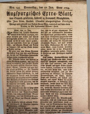 Augsburgische Ordinari Postzeitung von Staats-, gelehrten, historisch- u. ökonomischen Neuigkeiten (Augsburger Postzeitung) Donnerstag 17. Juni 1784