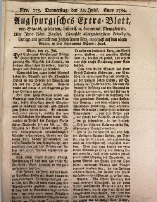 Augsburgische Ordinari Postzeitung von Staats-, gelehrten, historisch- u. ökonomischen Neuigkeiten (Augsburger Postzeitung) Donnerstag 22. Juli 1784