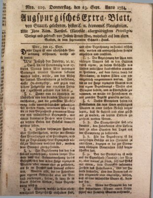 Augsburgische Ordinari Postzeitung von Staats-, gelehrten, historisch- u. ökonomischen Neuigkeiten (Augsburger Postzeitung) Donnerstag 23. September 1784